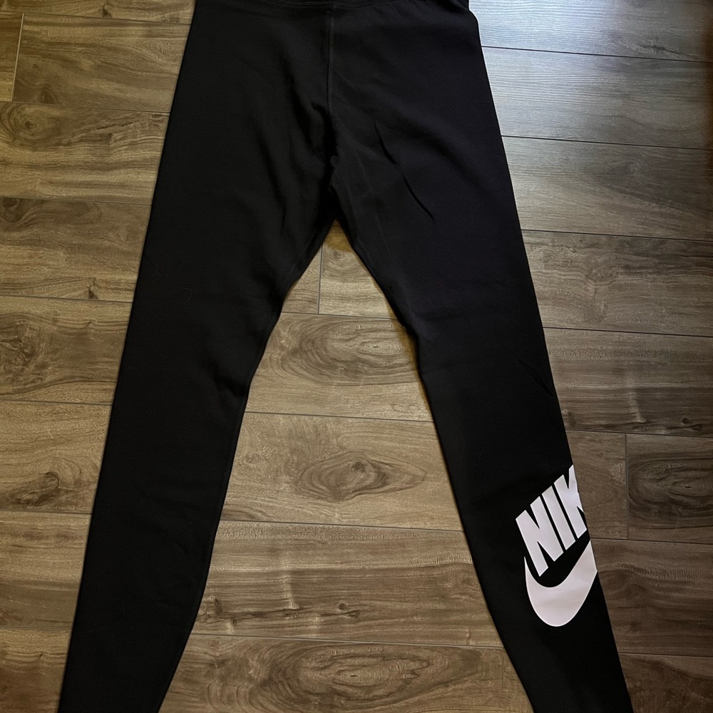 Nike Ladies  Black and White Logo Leggings